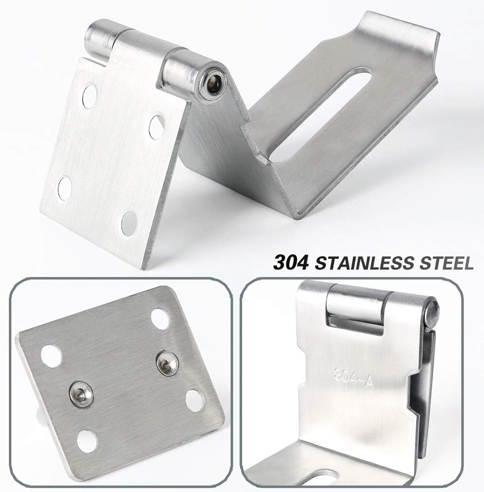 SAYAYO 90 Degree Hasp and Staple SUS304 Stainless Steel 4 Inches Right Angle Padlock Hasp Door Lock Gate Latch for Sheds Windows - Image 4