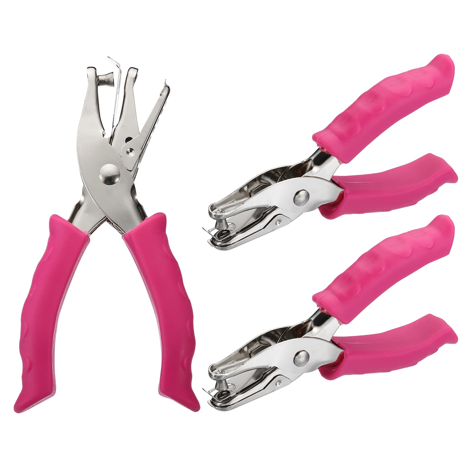 PATIKIL 1/4" Single Hole Punch, 3 Pack Handheld Hole Puncher with Soft Grip Metal Paper Puncher for Tag DIY Craft Scrapbook Ticket, Red