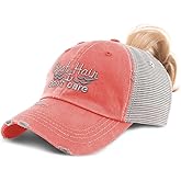 Ponytail Cap Women's Baseball Cap Embroidered Boat Hair Don't Care Style B Cotton