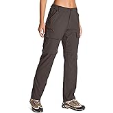 Womens Hiking Pants Convertible Quick Dry Stretch Lightweight Zip Off Outdoor Safari Pants with Cargo Pockets,2195,Brown,10