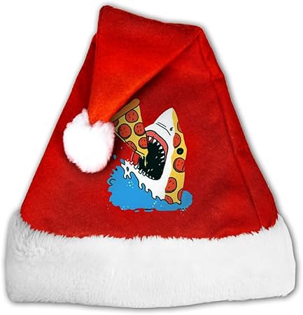 Babbo Natale Pizzeria.Bagr Cappello Di Babbo Natale Unisex Per Feste Eventi Squalo Che Mangia La Pizza Per Adulti E Bambini Rosso Small Amazon It Casa E Cucina