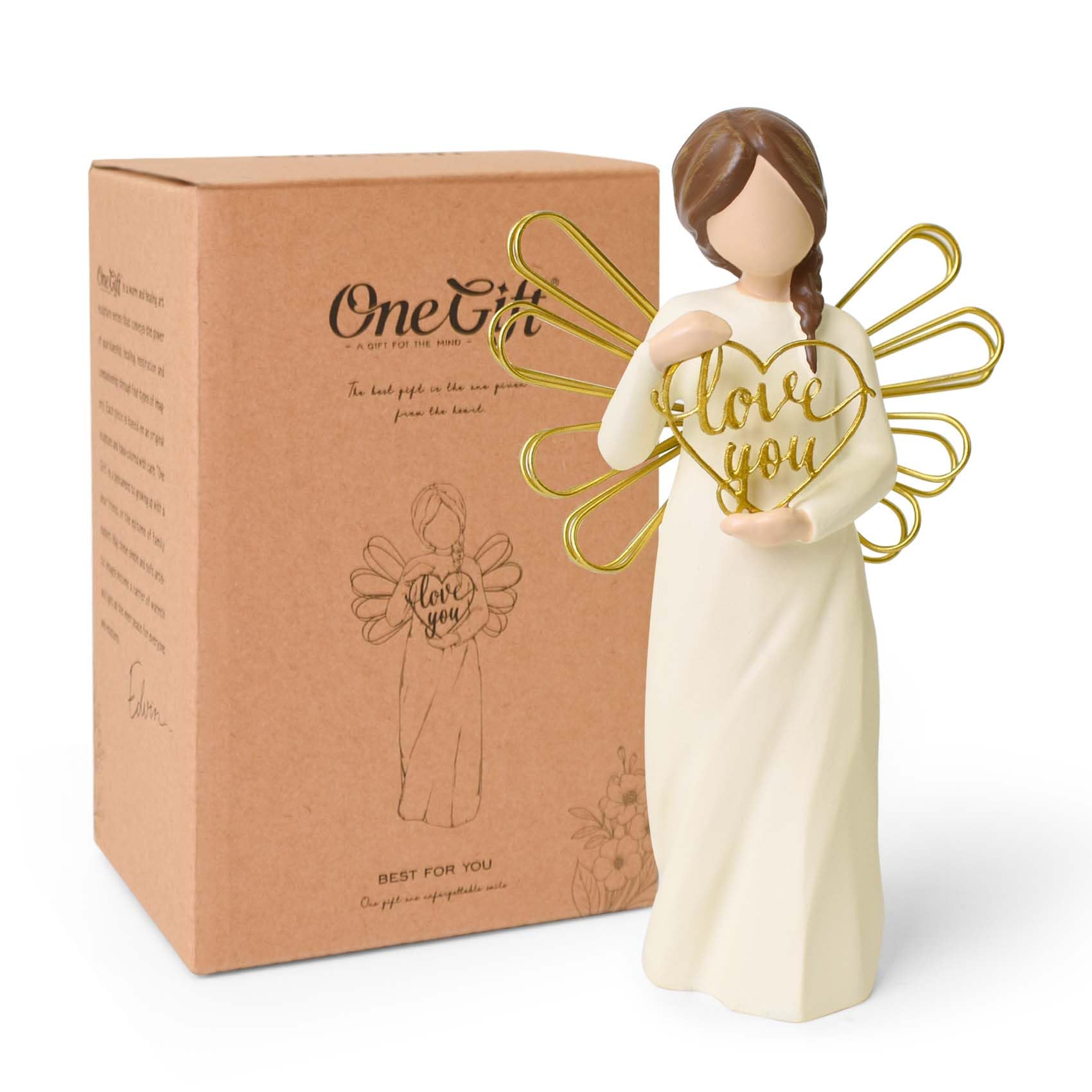 NANAOUS Love You Angel Figurines Gifts, Anniversary for Women, Heartfelt Home Décor Accent, Perfect Sentimental Gift to Girlfriend, Boyfriend, Wife, Husband, Sculpted Hand-Painted Figurine