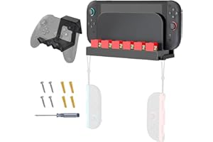 EEEKit Wall Mount for Switch 2, Metal Bracket with Joy Con Hooks and Game Card Holders, Black, Space Saving Organizer