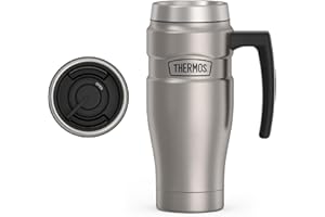 Thermos SK1000MSTRI4 Stainless King 16 Ounce Travel Mug with Handle, Matte Steel, Gray, SK1000MSTRI4, 24 oz