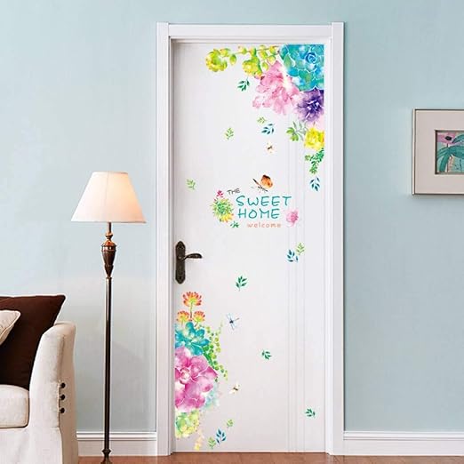 QWERGLL Etiqueta de la Pared Flor Pegatinas de Pared Dulce hogar ...