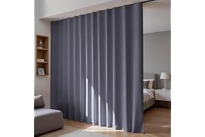 Doeiez Room Divider Blackout Curtains Flexible Sliding Tracks Sets Ceiling Mounted Rod Window Curtain Privacy Separation for Bedroom Living Rooms,1 Panel Grey Drape and Black Track Set-W108xH72 in