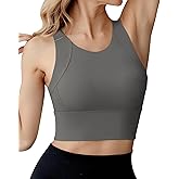 Ama Larsi High Neck Sports Bra for Women Longline Medium Impact Workout Crop Tank Tops Wirefree Padded Yoga Bra Gym