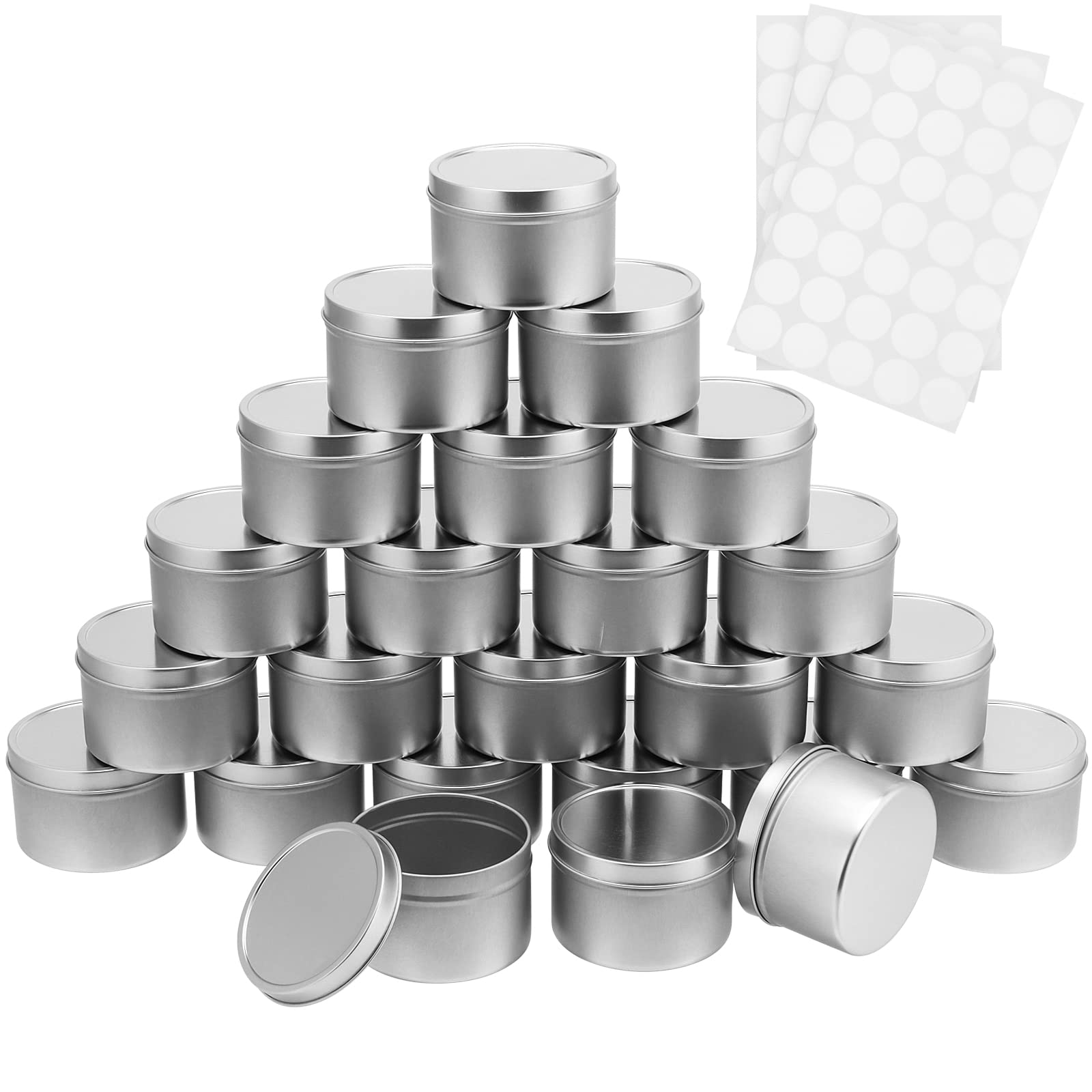 HAKZEON 24 PCS 8 oz Silver Candle Tins with Lids, Candle Containers Metal Tin Candle Making Cans for DIY Candle Making, Arts & Crafts Projects — image 1