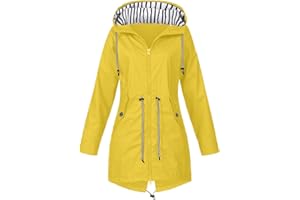 YUTANRAL Women's Waterproof Rain Jacket,Fashion Casual Long Sleeve Zip Up Hoodies Lightweight Plus Size Raincoat With Pockets