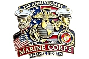 ZENVIB 250th Anniversary U.S. NAVY Commemorative Pin, Marine Corps Army Military Emblem Lapel Alloy Button Brooches Veteran Collection Gift Jewelry
