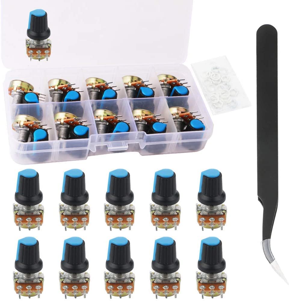 RUNCCI-YUN 10x potentiometer 2 k for Arduino Raspberry Pi and other projects - resistance module, linear, with control knob