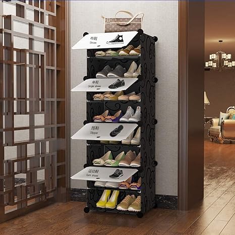 Amazon 省スペース棚シューズ収納キャビネットポータブルdiyシューズラック靴収納オーガナイザータワーモジュラー キャビネット棚には扉付きプラスチック製食器棚 Color A シューズラック オンライン通販