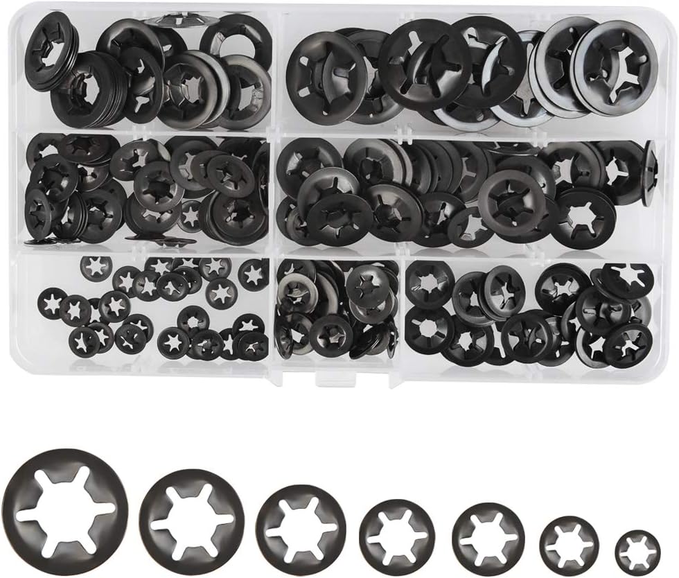Kit 280 Rondelle Di Bloccaggio A Stella - 7 Misure Da M3 A M12 Per Fissaggi