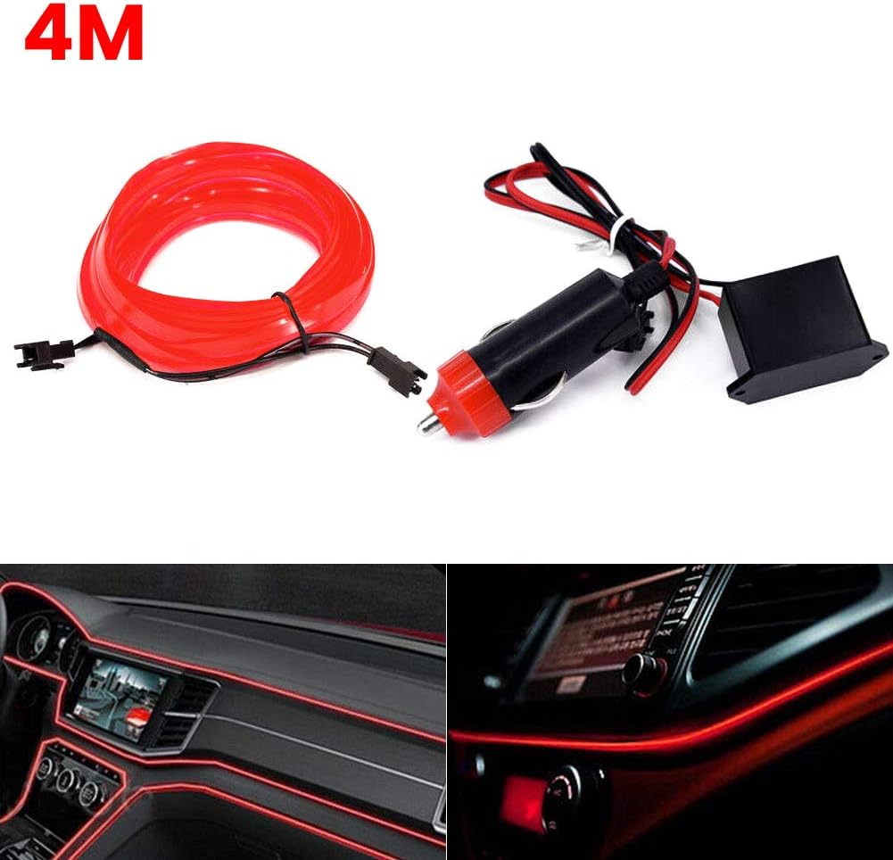 HELLOGIRL 4M LED Strip Lights 12V LED Tape Lighting for Car Interior Ambient Light Decor Optical Fiber Lamp Door Light