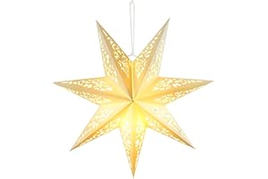 IMIKEYA Christmas Star Paper Lantern: 45cm Star Lamp Shade Paper Lantern Lamp Decorations Hollow out Hanging Lamp Shade for Christmas Wedding New Year Party Decorations (White)