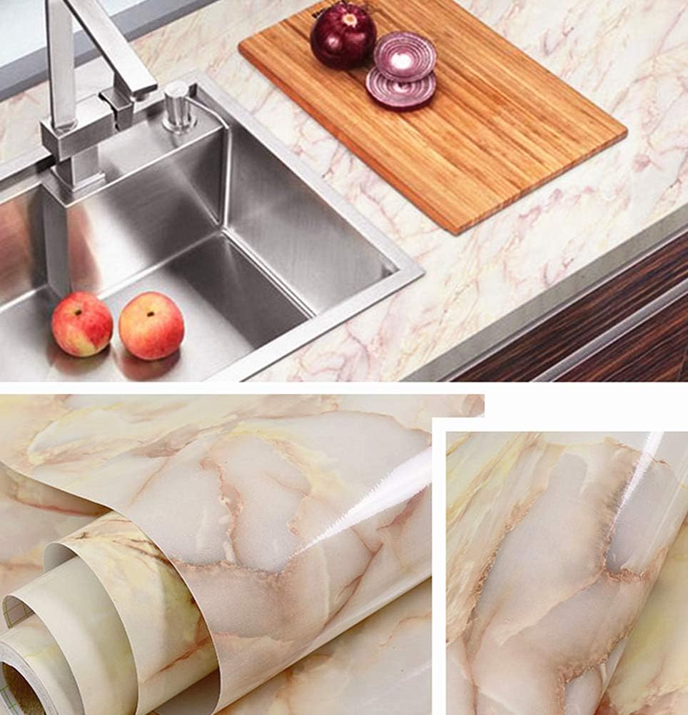 40cm X 200cm Elegant Marble Adhesive Paper Peel Stick Granite Vinyl Wallpaper Film Kitchen Bathroom Countertop Sticker Furnitures Marble Sticky Back Plastic Roll - Image 4