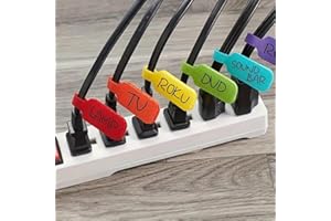 32 Self-Locking Writable Cable Straps - Color-Coded Locking System for Managing Wires, Organizing Electronic Devices, TVs, Ho