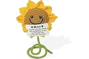 Krinisou Crochet Sunflower Bitrhday Gifts for Mom, Mothers Gifts for Mom from Daughter Son, Crocheted Sun Flower Thoughtful Sunshine Gifts Ideas for Mama 1Pc