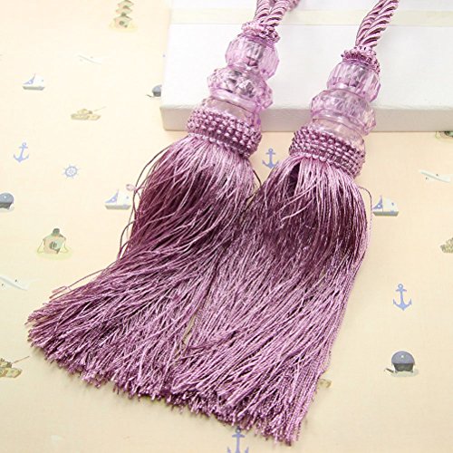 1pair Crystal Tassel Beaded Tiebacks Window Curtains Home Decor Purple