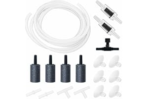 Moonorange Aquarium Air Pump Accessories Kit with Standard Tubing, 4pcs Air Stones, 2pcs Check Valves, 6pcs Suction Cups, 4pcs Connectors, T Shape Control Valve (10 Ft. Tubing Kit)