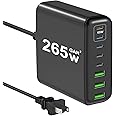 265W USB C Charger, 8-Port Desktop USB C Charging Station, 65W USB C Laptop Charger Compatible with MacBook Pro/Air, iPhone 1