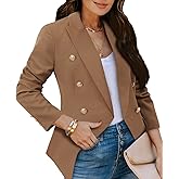 CRAZY GRID Womens Casual Blazer Jacket Gold Button Long Sleeve Work 0ffice Blazer Lapel Open Front Jacket