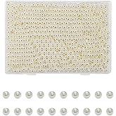 QHAJRYYC 700 Pcs Ivory White Acrylic Round Loose Pearls Beads with Hole, 8 mm, Perfect for Jewelry Making, Crafts, Decoration