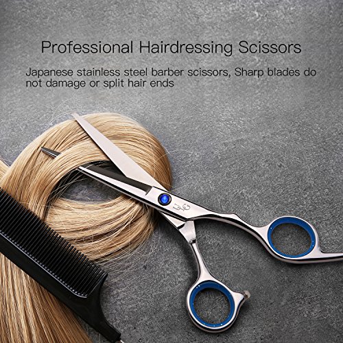 Hair Cutting Scissors Shears Professional Barber ULG Hairdressing Scissor Salon Razor Edge Hair Cutting Shear Japanese Stainless Steel Fine with Detachable Finger Ring 6.5 inch