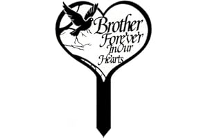 DMHMXZ Brother Memorial Grave Marker, Heart Shaped Metal Sympathy Plaque with Dove - Outdoor Cemetery Decoration Stake for Gr