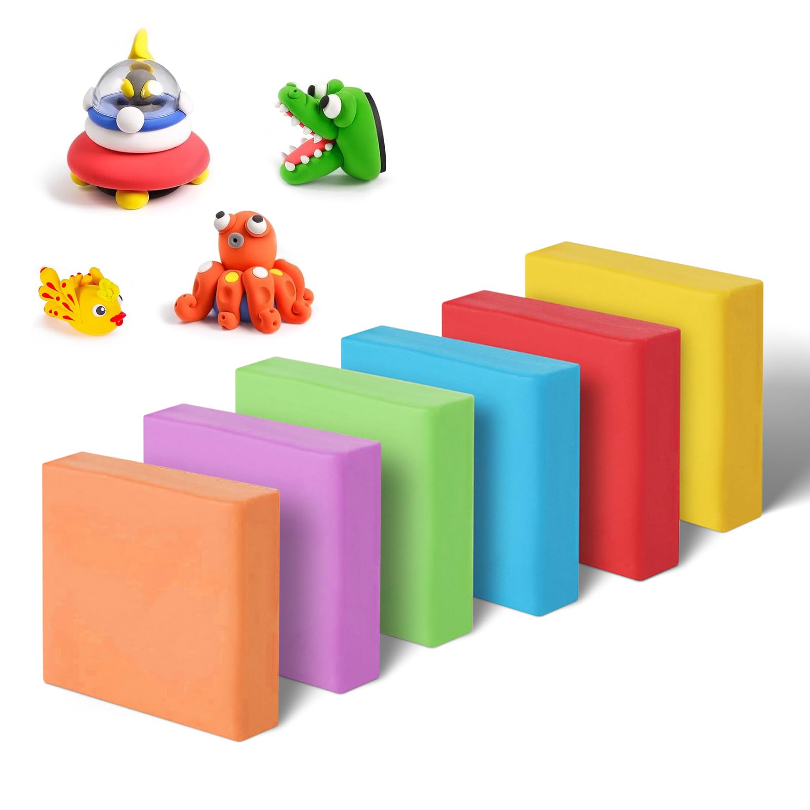 6Pcs Kneadable Erasers with Clear Case - Soft Moldable Putty Rubber for Blending & Correcting Art, DIY Craft Colorful Sketch Erasers for Kids Drawing, Reusable Colored Kneaded Eraser