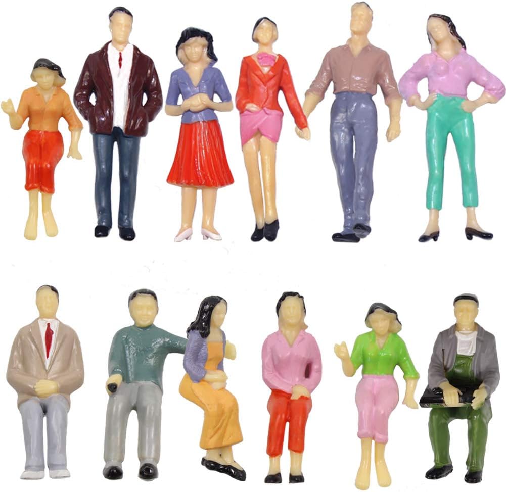 P2525 12pcs Model Trains Architectural 1:25 Scale Painted Figures G SCALE sitting and standing people model railway layout NEW