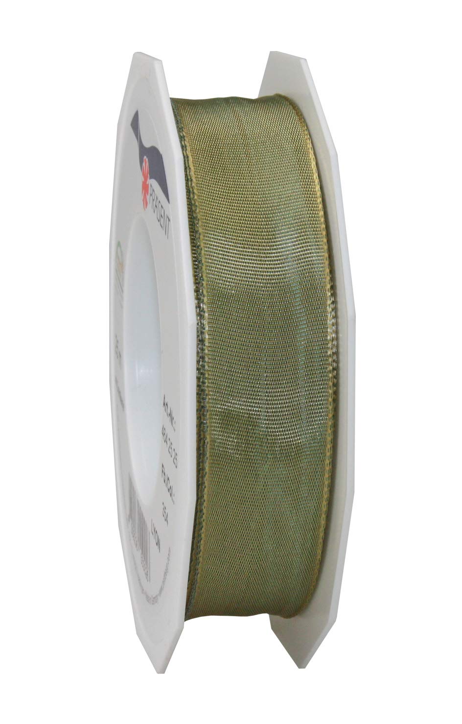 Präsent - Lyon Wired Taffeta Ribbon Ancient Green 25 mm Width, 25 m Length