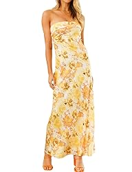Realtix Summer Satin Print Backless Tube Tops Maxi