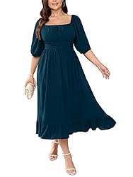 Women's Plus Size Maxi Dress Summer Half Lantern