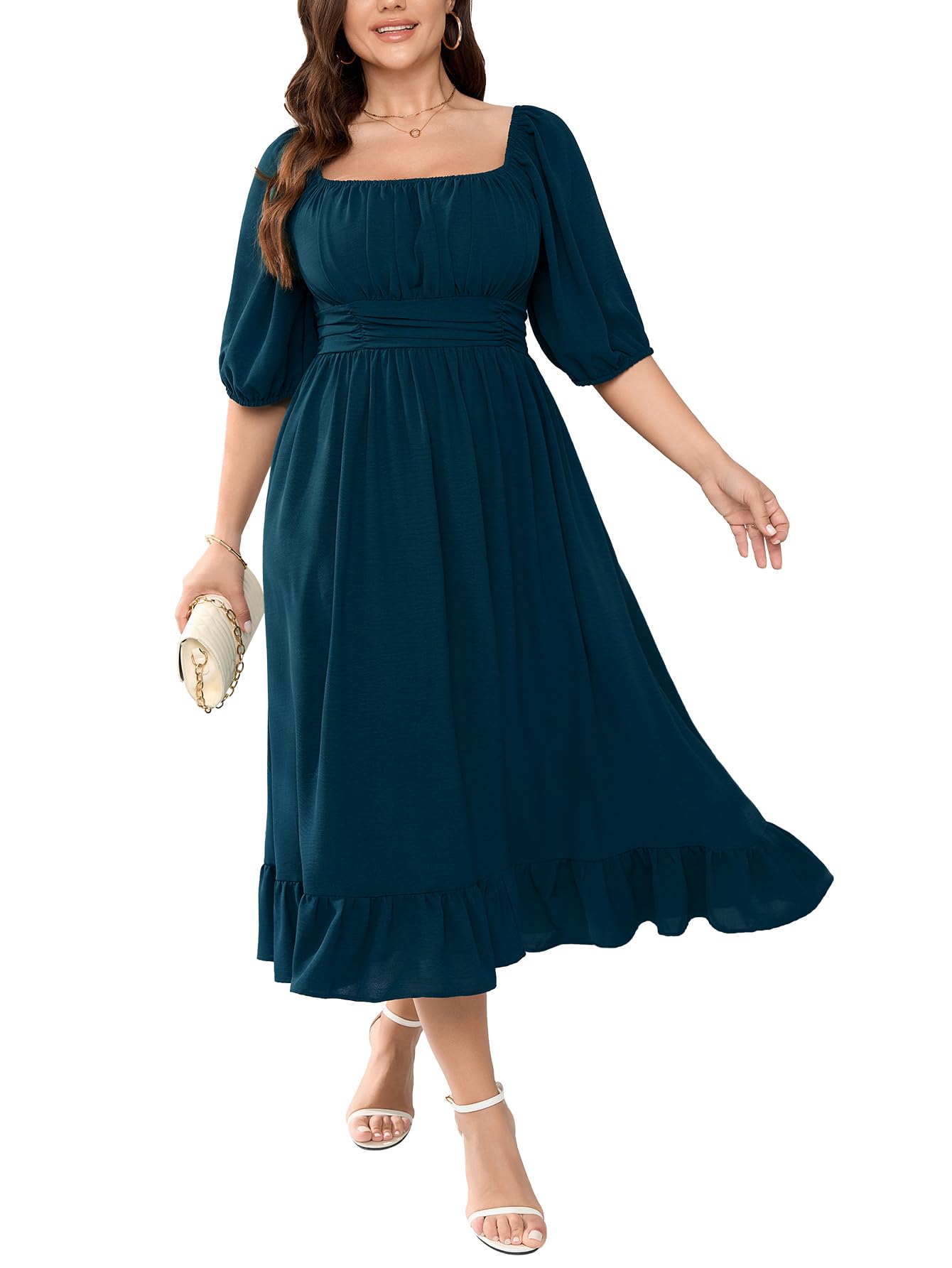 Women's Plus Size Maxi Dress Summer Half Lantern
