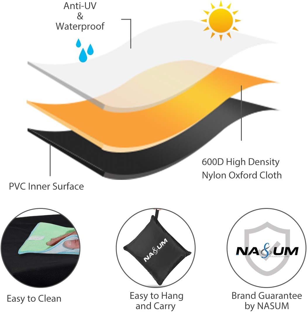 NASUM Patio Furniture Covers, 71x42x23inch, Outdoor Furniture Cover Made of 600D Heavy Duty Oxford Fabric,Waterproof Windproof Table Cover, Rain Snow Dust Wind-Proof, Anti-UV, Black Patio Square Cover: Kitchen & Dining