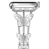 NewWays Compatible for Apple Watch Band Butterfly 46mm 42mm 38mm 40mm 41mm 42mm 44mm 45mm 49mm, Sparkling Bling Diamonds Bracelet for iWatch Band Series 10 9 8 7 6 5 4 3 Womens
