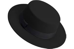 JINGSHA Classic Fedora Hat Flat Top Hat Felt Pork Pie Hat Wide Brim Church Derby Cap for Women and Men