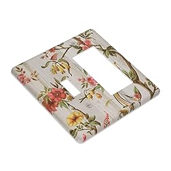 Flowers Bird Tree Retro Spring Floral Branch 2 Gang