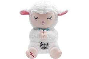 NIUBEHOHO Jesus Plush Lamb Stuffed Animal - Sheep Plush Jesus Love Me You Baptism Gifts for Boys Girl Soft Christian Baby Toys Prayer Doll for Sunday School Gifts 10 Inch