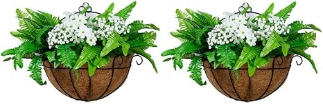 Amazon Co Jp Nuptio 壁掛けプランターバスケット 2個 植物の吊り下げバスケット 屋外吊り下げプランター ガーデンデコレーション 壁 植物 ポット 屋外吊り下げバスケット 植物の屋外吊り下げバスケット Diy 工具 ガーデン