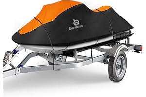 Sunwhale Trailerable Jet Ski Cover 1-3 Seats Heavy Duty Waterproof 2 Air Vent Marine Grade UV Resistant Fits Yamaha Sea-Doo Kawasaki (Fits from 116"-125"(1-2 Seater))