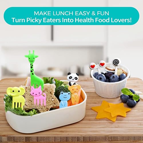 Abruga 28-Piece Reusable Food Picks Set - Cute Cactus & Clover Bento Forks For Kids Lunch, Snacks & Party Decor - View #4