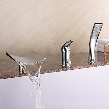 Ibalody Modern Bath Shower Mixer Tap Chrome Designer Bathroom Tub Lever Faucet Brass Ceramics Spool Mixing Valve Deck Mount Waterfall Basin Mixer Amazon Com