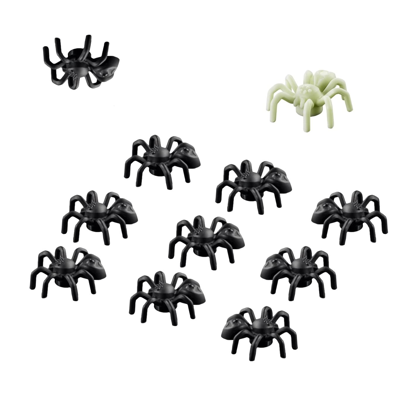 LEGO Animal Halloween Accessory - 10 Black Spiders 🕷 (with Bonus Glow in The Dark Spider)