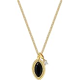 ACC PLANET Black Onyx Necklace for Women, 18K Gold Plated Onyx Gemstone Pendant with Tiny Cubic Zirconia, Dainty Chain Gold Necklaces for Women Minimalist Jewelry Gifts