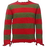 VOREAD Men's Freddy Sweater Halloween Knit Striped Pullover Cosplay Costume
