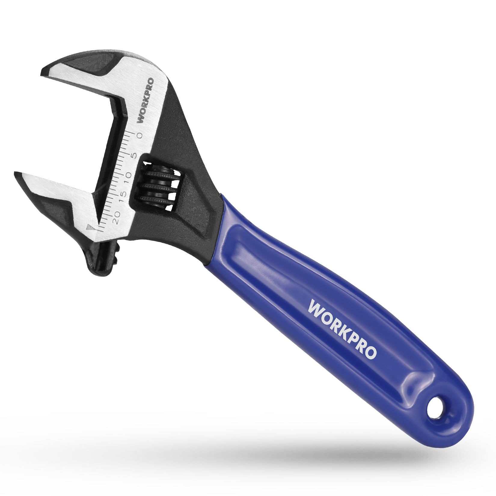 WORKPRO 150 mm Wide Mouth Adjustable Wrench and Pipe Wrench, Metric Adjustable Spanner with Bi-Material Soft Grip