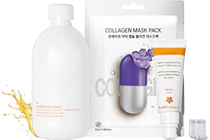 Skincare & Wellness Bundle – Overnight Exfoliating Serum + Collagen Sheet Mask + Liquid Collagen Supplement – Hydration, Firm