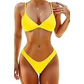 Aqua Eve Women Two Piece Bikini High Cut Swimsuit Triangle Bathing Suit Cheeky Bikini Set
